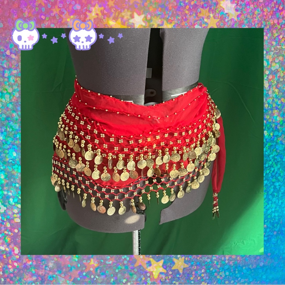 💀 Red bellydance scarf